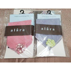 Alara Pocket Square & Lapel Pin 2pc Assorted